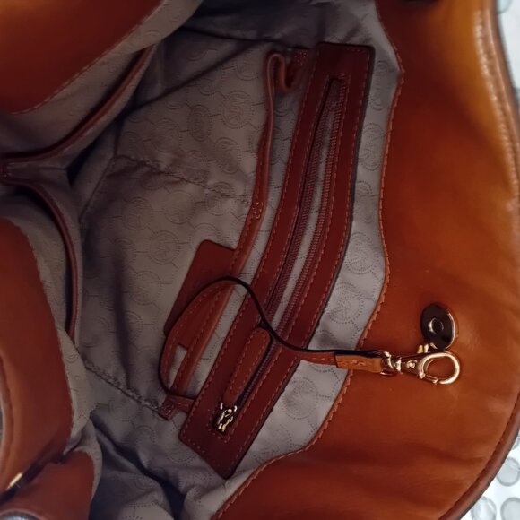 Michael Kors Hamilton Est/West Brown Logo Satchel Purse Bag - Picture 6 of 16